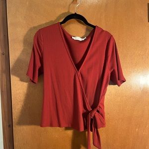 Astr Short Sleeve Wrap Top